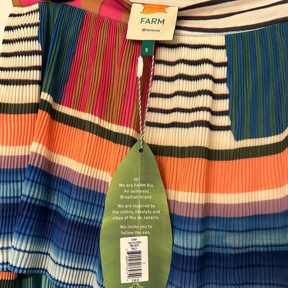 FARM Rio Thalita Stripe Midi Skirt NWT - Picture 2 of 4